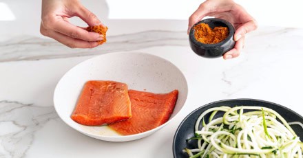 Wild one-pan Cajun salmon with zucchini pasta - Step 1