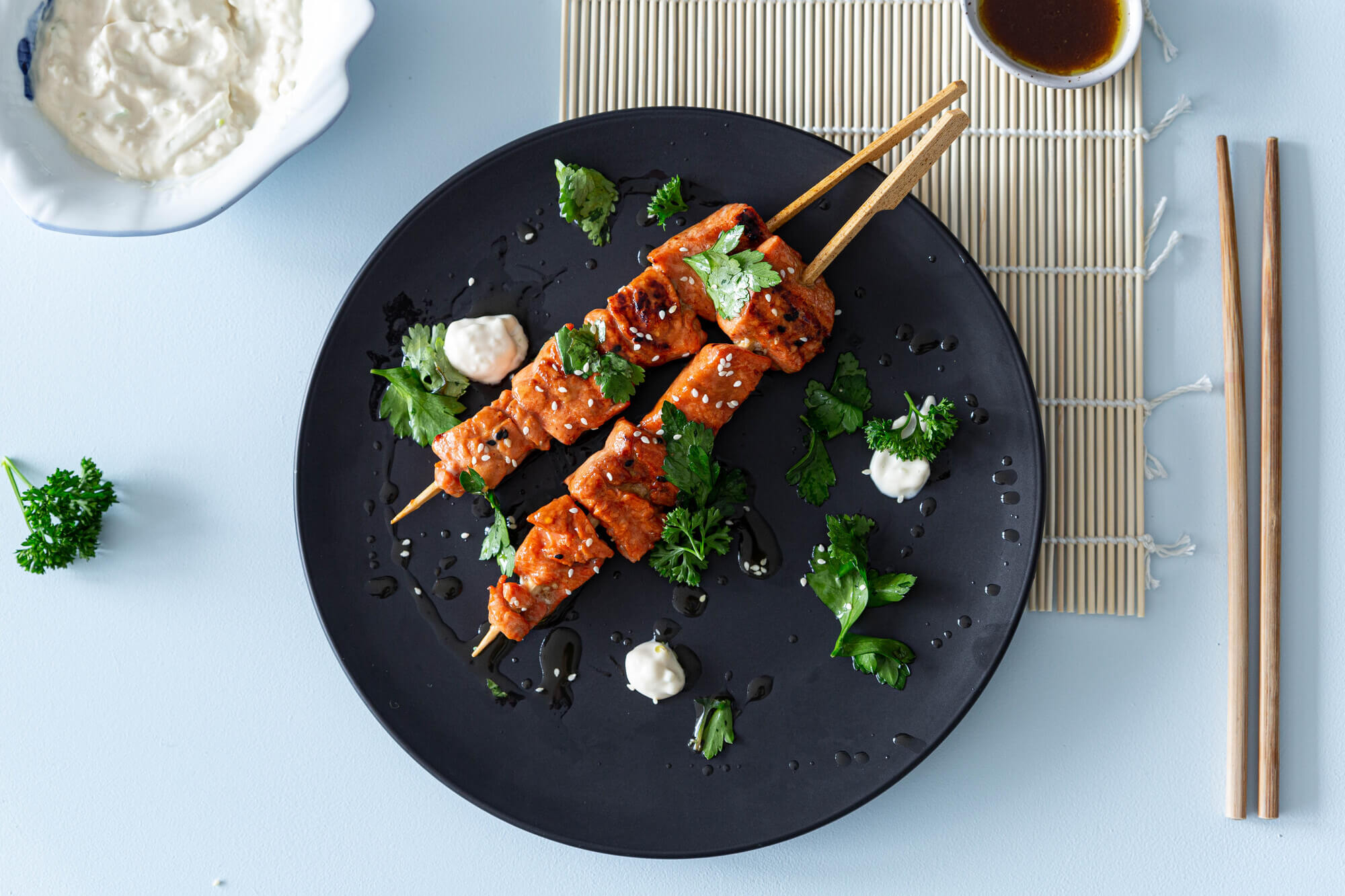 Wild grilled salmon with celeriac and apple remoulade