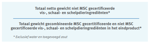 formule voor het bereken van percentage msc in visproduct