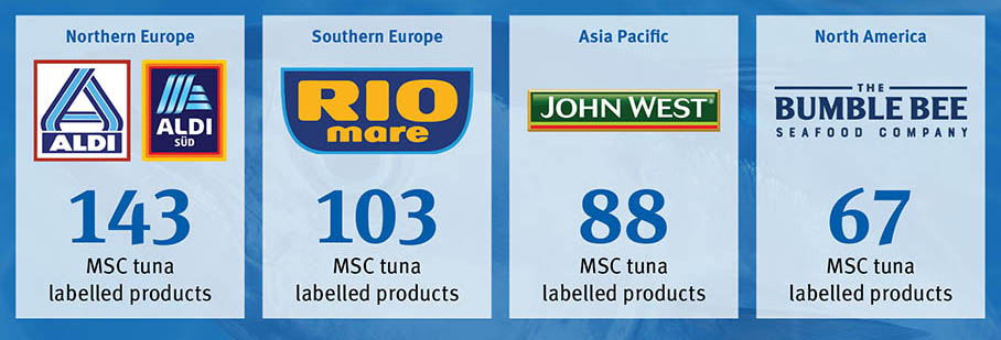 Companies leading number of MSC labelled tuna products 2023-24