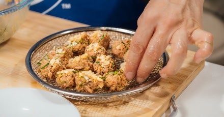 Air Fried Garlic Tuna Nuggets with Lemongrass and Lime Leaves