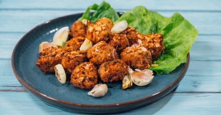 Air Fried Garlic Tuna Nuggets with Lemongrass and Lime Leaves