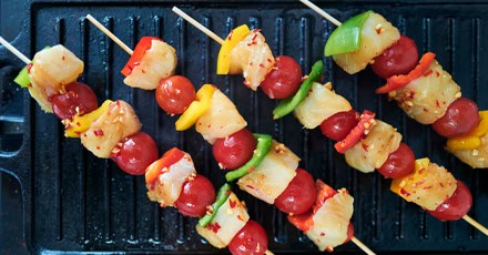 Grilled fish skewers with Asian marinade