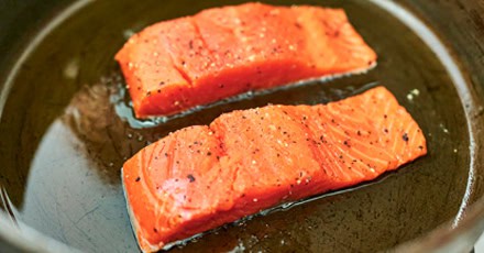 Herbed Wild Salmon with Creme Fraiche and Spring veggies