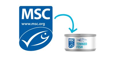 MSC certified sustainable label on canned tuna