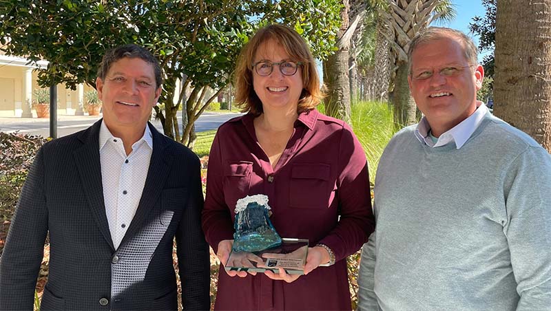 GAPP Board Member, Chair of GAPP Sustainability Committee, and Global Seas CEO, Bob Desautel, MSC Americas Regional Director, Erika Feller, and GAPP Chief Executive Officer, Craig Morris, with the MSC US Ocean Champion award.