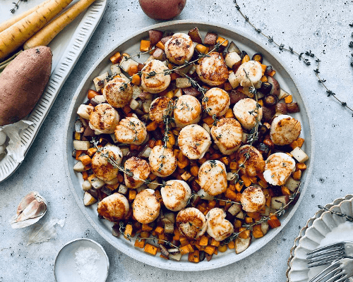 Scallops and Root Vegetables